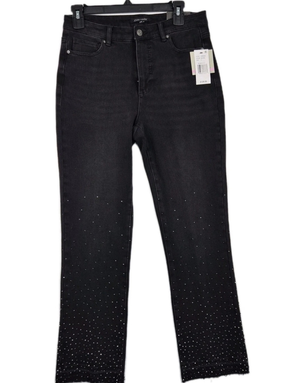 John Mark Women's Jeans Size 6 Boyfriend Rhinestone Black NWT 24